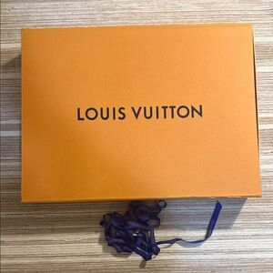 Louis Vuitton Orange Logo Gift Box with Blue Ribbon